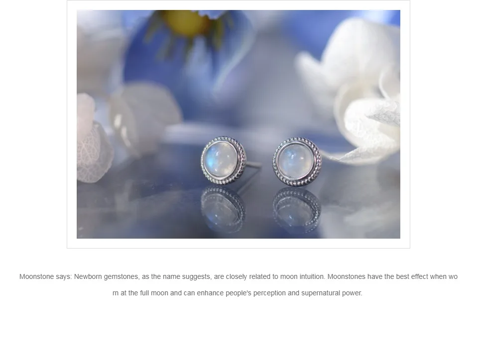 ITSMOS Natural Moonstone 0.84inch Earrings Round Twist Lace S925 Silver Studs Retro Elegant Roman Style for Women Girls Gift