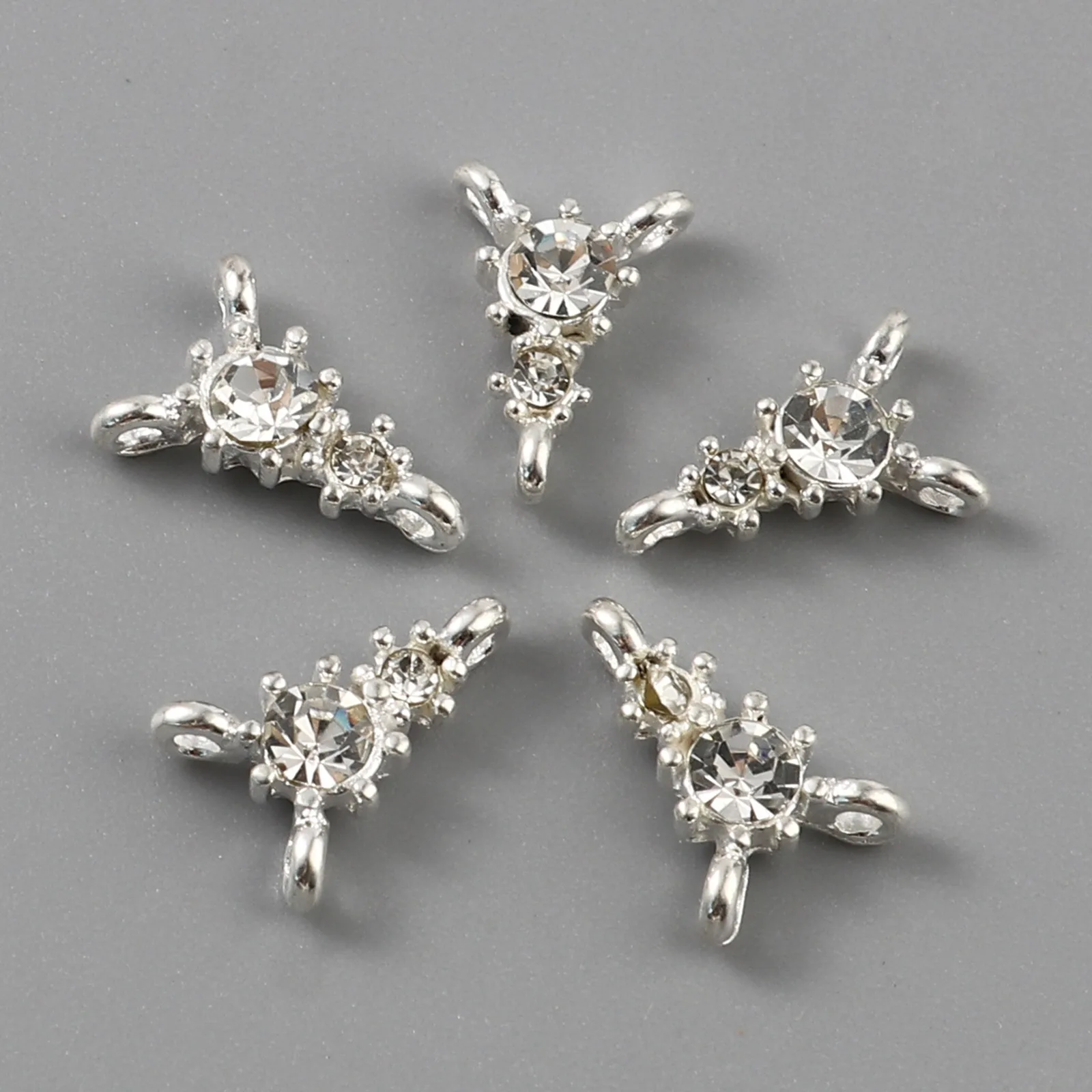 Fsashion Metal Connectors Triangle Gold Color Rhinestone Charms DIY Making Women Necklace Jewelry Gifts 13mm x 9mm,10PCs