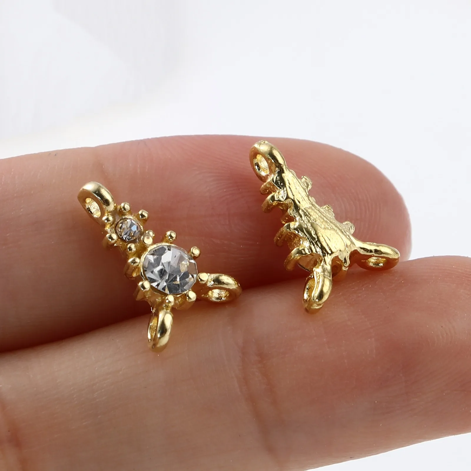 Fsashion Metal Connectors Triangle Gold Color Rhinestone Charms DIY Making Women Necklace Jewelry Gifts 13mm x 9mm,10PCs