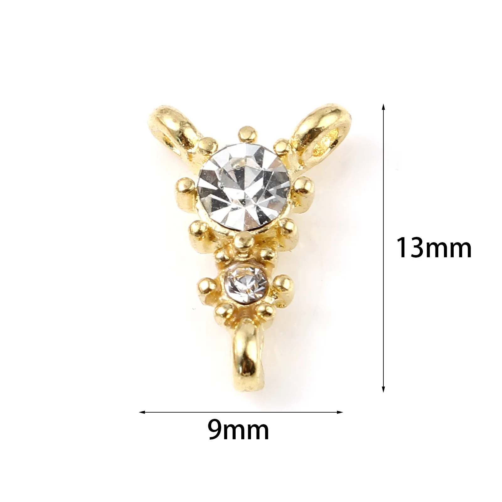 Fsashion Metal Connectors Triangle Gold Color Rhinestone Charms DIY Making Women Necklace Jewelry Gifts 13mm x 9mm,10PCs