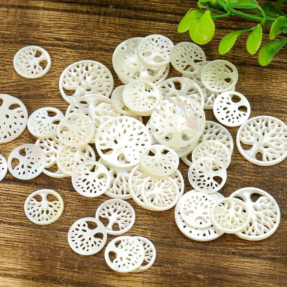Real Shell Charm Mother of Pearl Tree Flower of Life Water Drop Hamsa Fatima Hand Triskele Pendant Necklace DIY Jewelry Making