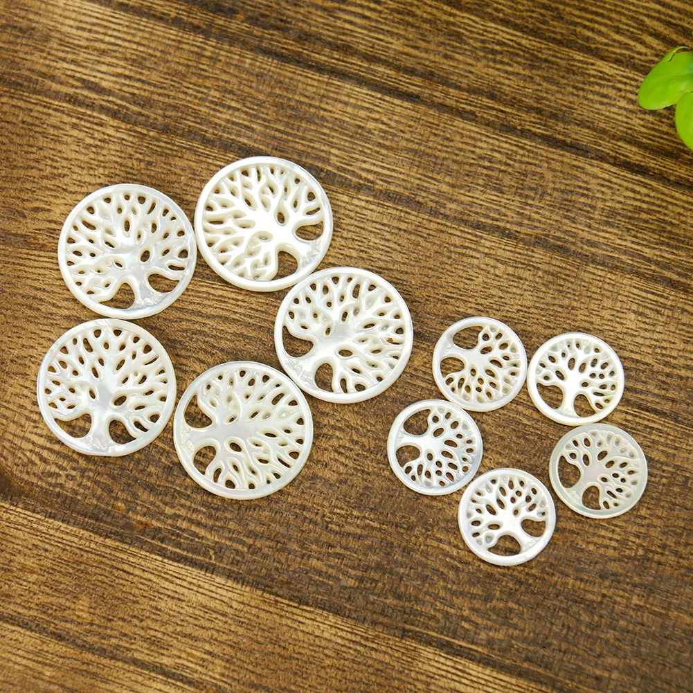 Real Shell Charm Mother of Pearl Tree Flower of Life Water Drop Hamsa Fatima Hand Triskele Pendant Necklace DIY Jewelry Making