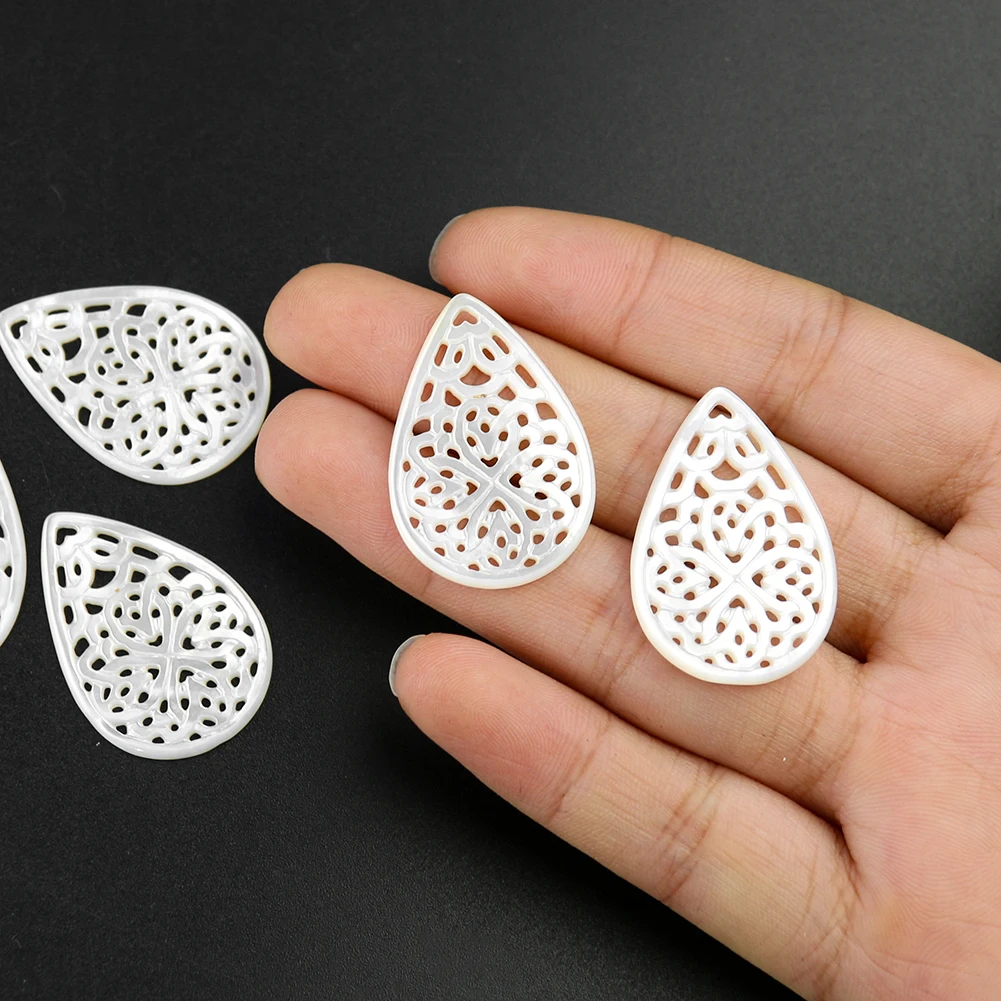 Real Shell Charm Mother of Pearl Tree Flower of Life Water Drop Hamsa Fatima Hand Triskele Pendant Necklace DIY Jewelry Making