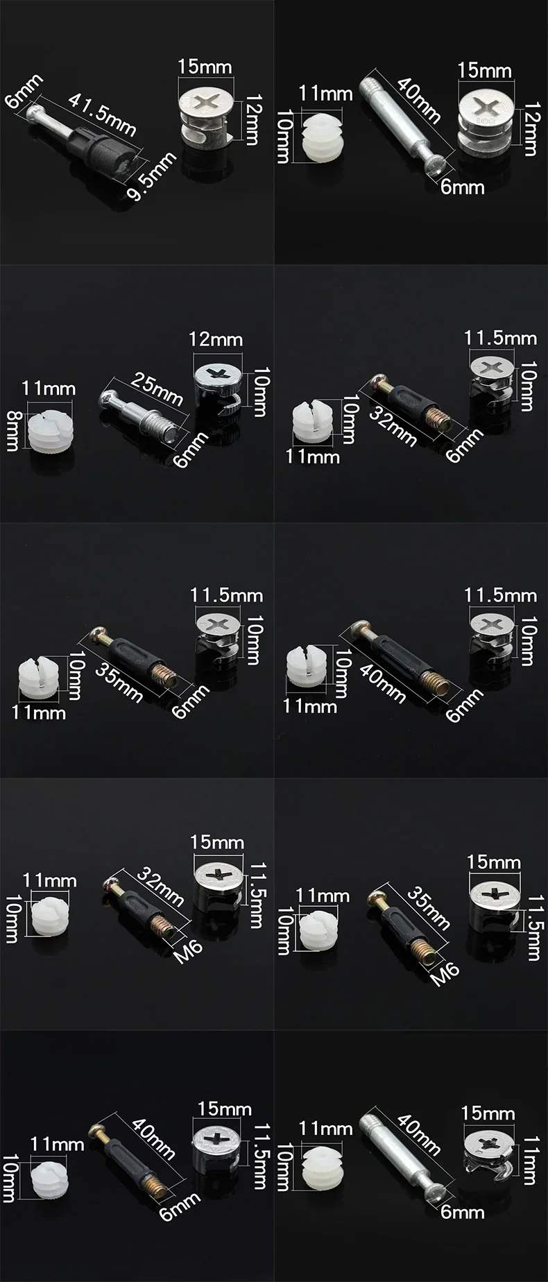 20pcs Thickening 3 In1 Furniture Connecting Hardware Set Cam Screw Eccentric Wheel Nut Cam Lock Nut for Wardrobe Splicing Cabine
