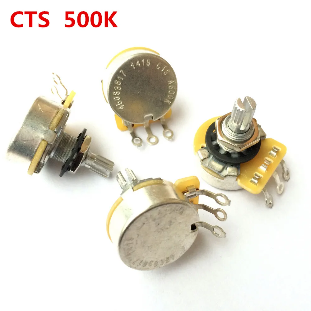 1Pcs CTS A500K B500K Guitar Series 500K Metal Knurled Shaft Audio Potentiometers For Electric Guitar Bass 450S Pot