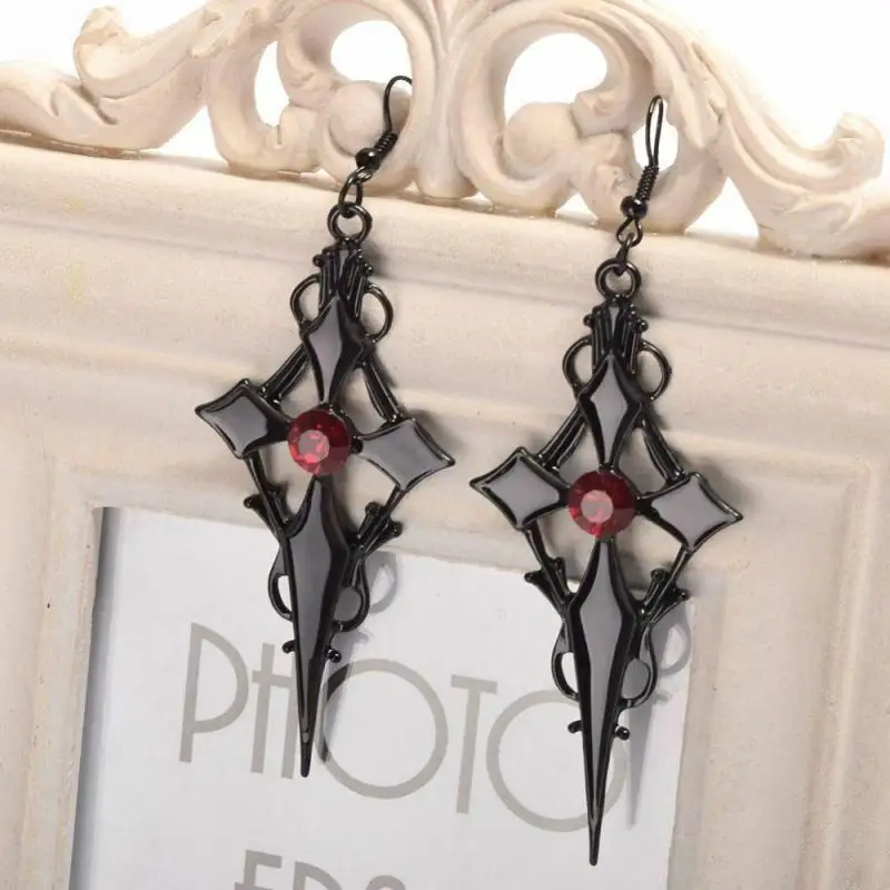 Fashion Personality Gothic Dark Night Bat Zircon Earrings Men and Women Punk Rock Hip Hop Jewelry