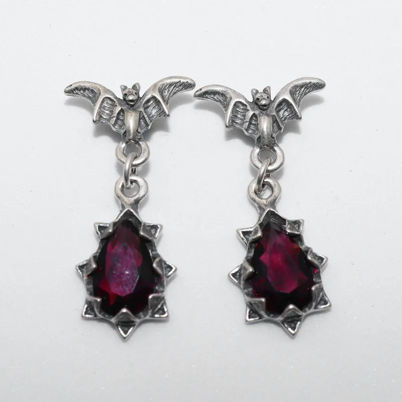 Fashion Personality Gothic Dark Night Bat Zircon Earrings Men and Women Punk Rock Hip Hop Jewelry