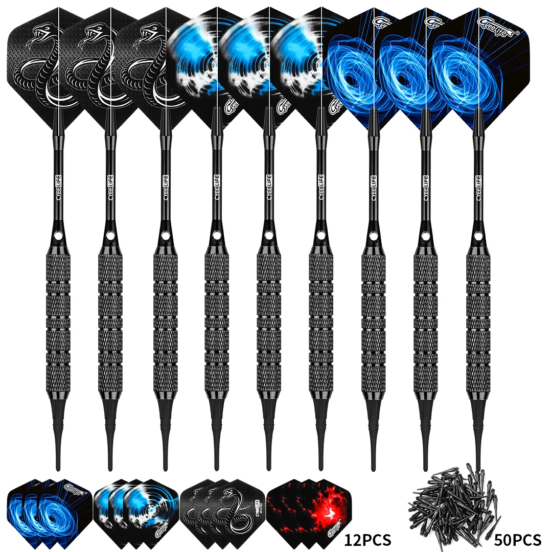 CyeeLife 18/22g Soft Tip Darts Set Professional For Plastic Electronic Dartboard Indoor Dartboard Game Family 9PCS 12PCS