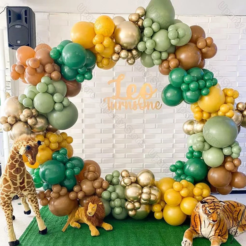 162Pcs Avocado Green Balloons Garland Arch Creamy White Retro Olive Green Balloon for Wedding Birthday Party Background Decor