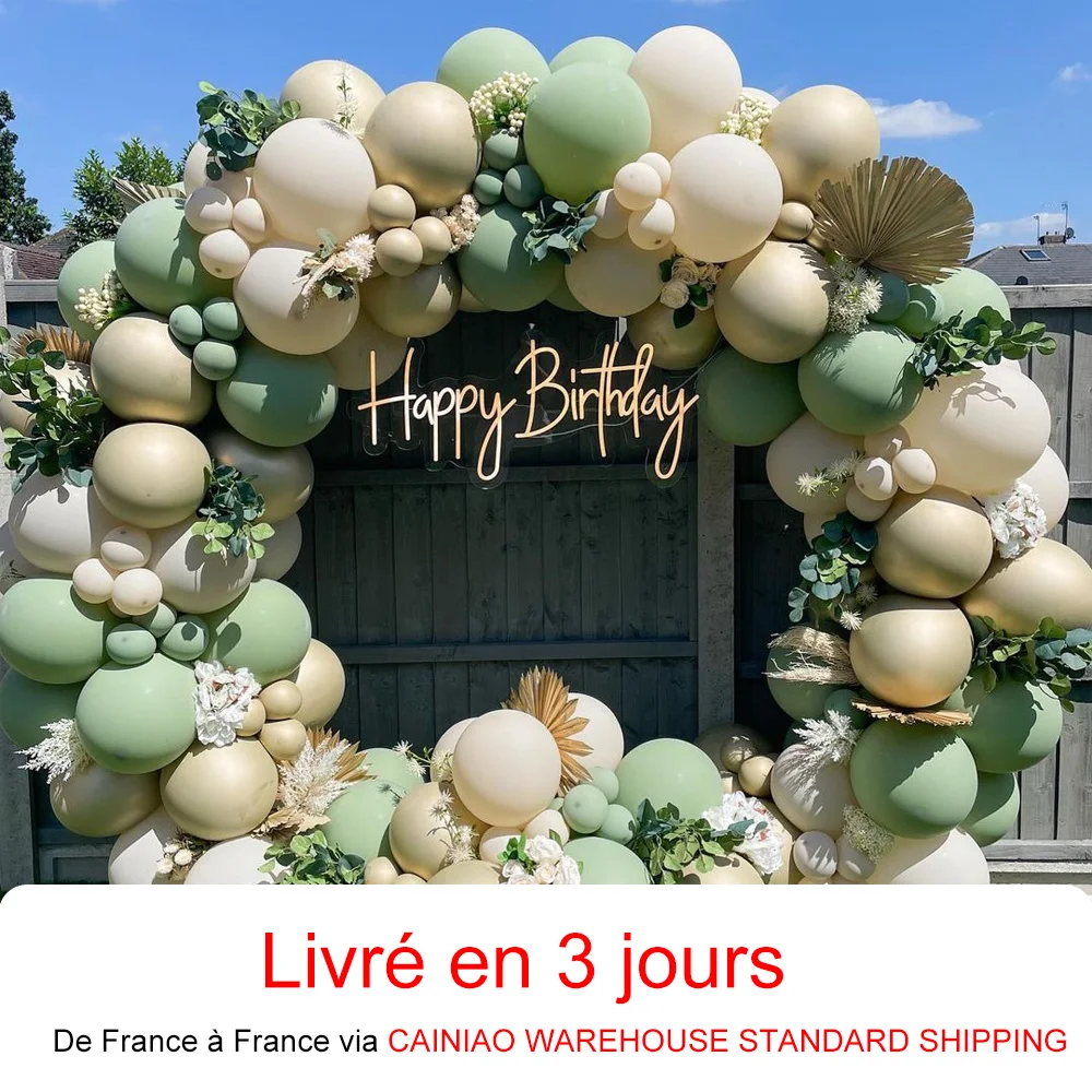 162Pcs Avocado Green Balloons Garland Arch Creamy White Retro Olive Green Balloon for Wedding Birthday Party Background Decor