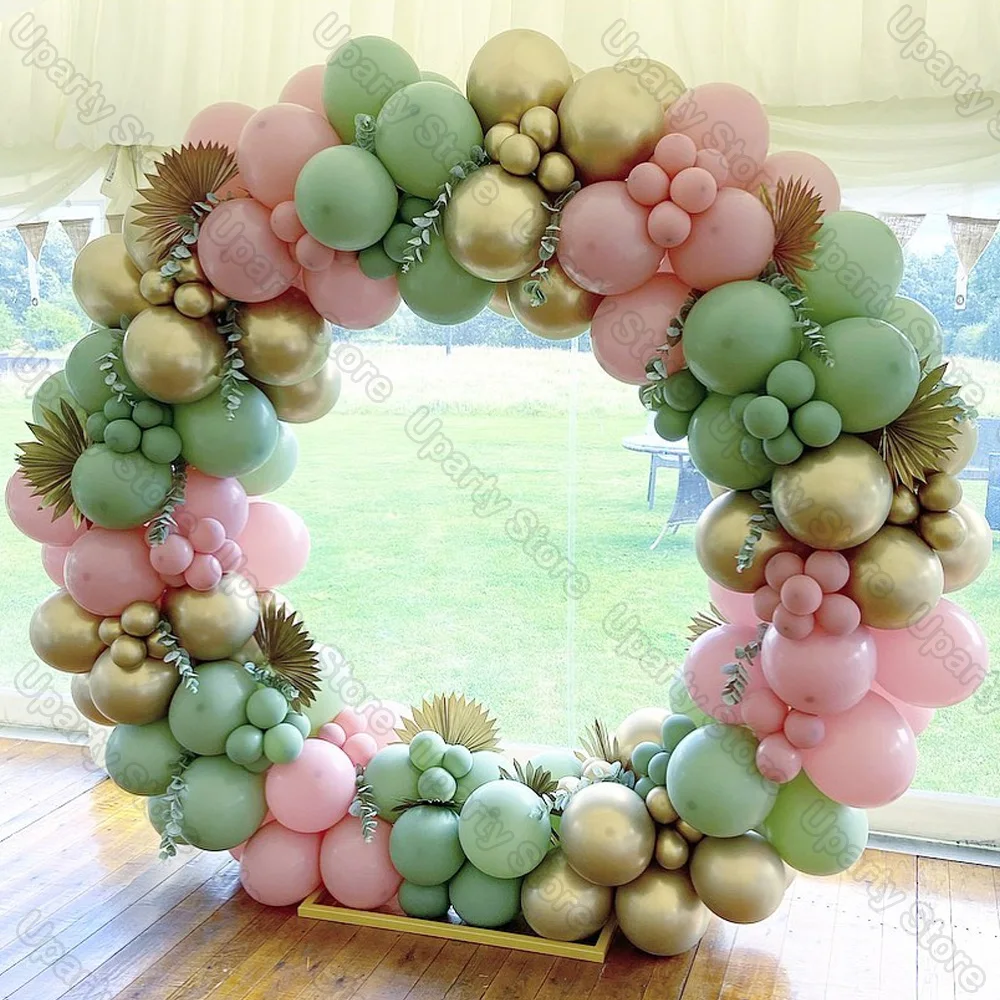 162Pcs Avocado Green Balloons Garland Arch Creamy White Retro Olive Green Balloon for Wedding Birthday Party Background Decor