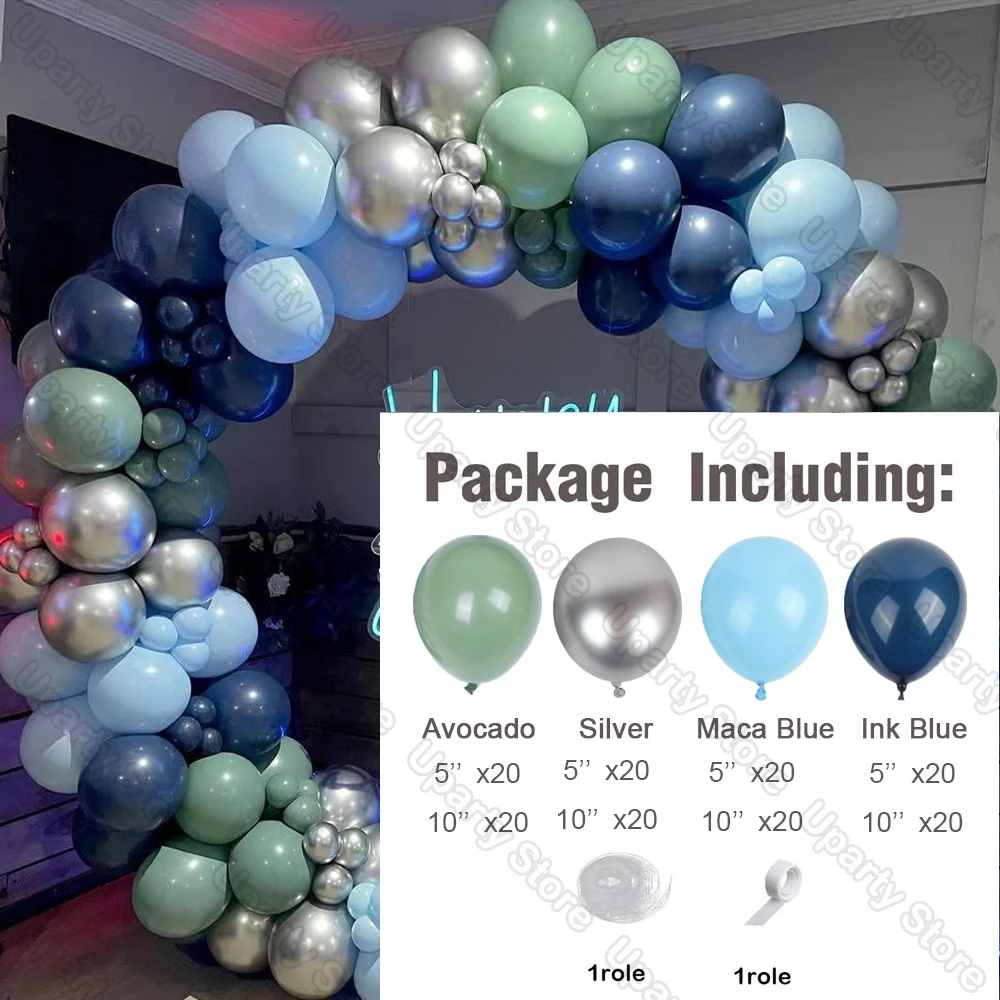 162Pcs Avocado Green Balloons Garland Arch Creamy White Retro Olive Green Balloon for Wedding Birthday Party Background Decor