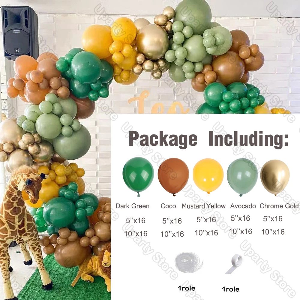 162Pcs Avocado Green Balloons Garland Arch Creamy White Retro Olive Green Balloon for Wedding Birthday Party Background Decor