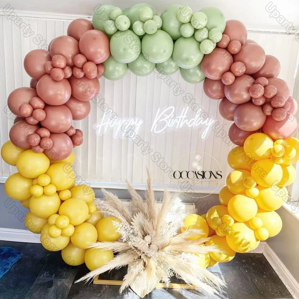 162Pcs Avocado Green Balloons Garland Arch Creamy White Retro Olive Green Balloon for Wedding Birthday Party Background Decor