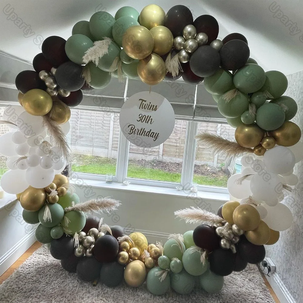 162Pcs Avocado Green Balloons Garland Arch Creamy White Retro Olive Green Balloon for Wedding Birthday Party Background Decor