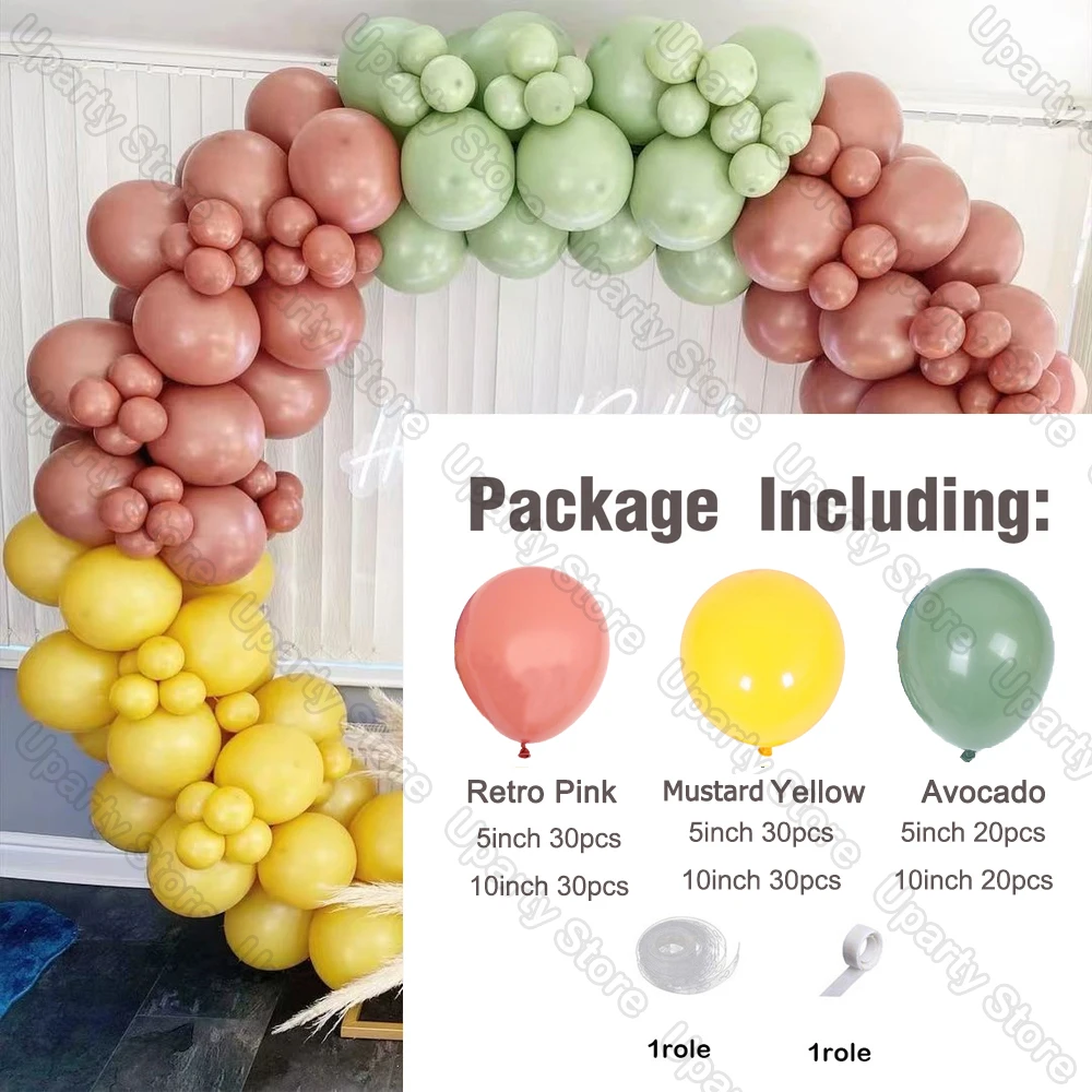 162Pcs Avocado Green Balloons Garland Arch Creamy White Retro Olive Green Balloon for Wedding Birthday Party Background Decor
