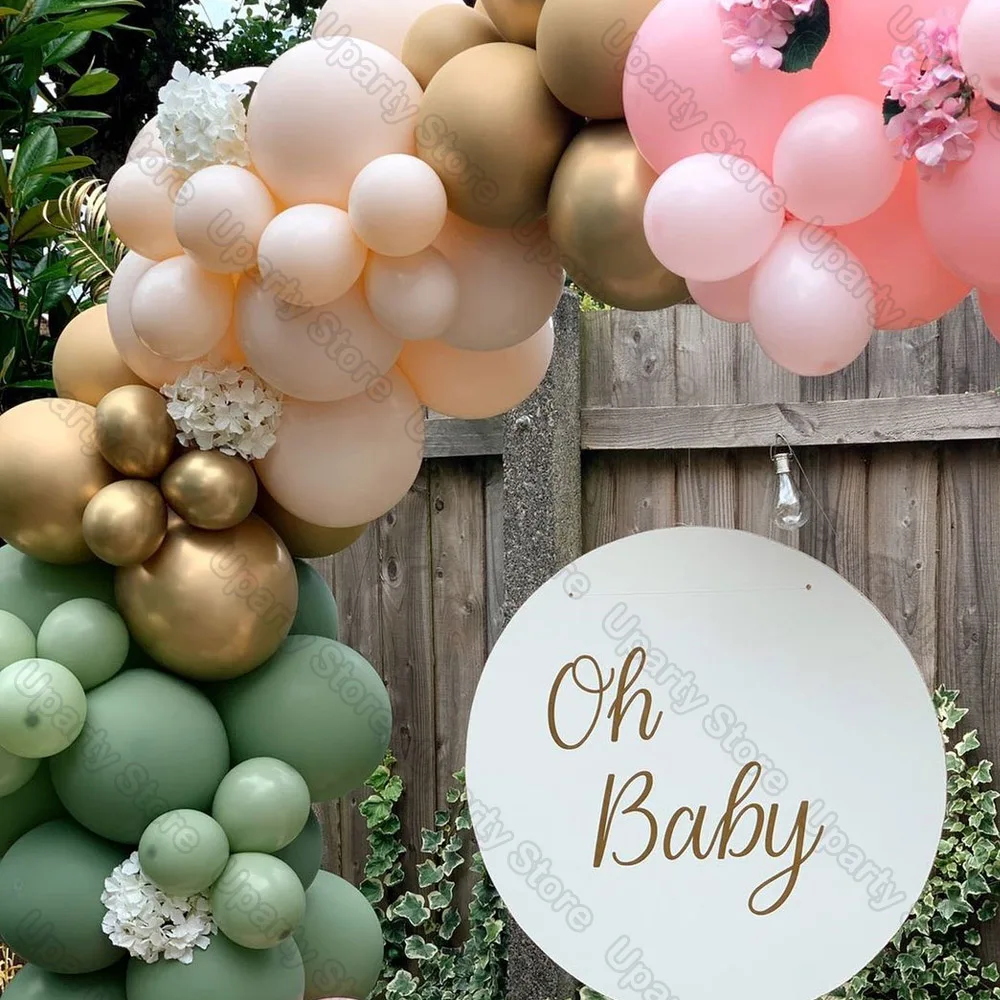 162Pcs Avocado Green Balloons Garland Arch Creamy White Retro Olive Green Balloon for Wedding Birthday Party Background Decor