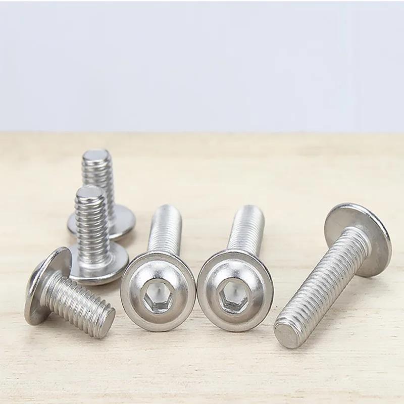 1/50ps M2 M2.5 M3 to M12 304 Stainless Steel ISO7380.2 Hex Hexagon Socket Round Button Flange Head With Washer Collar Screw Bolt