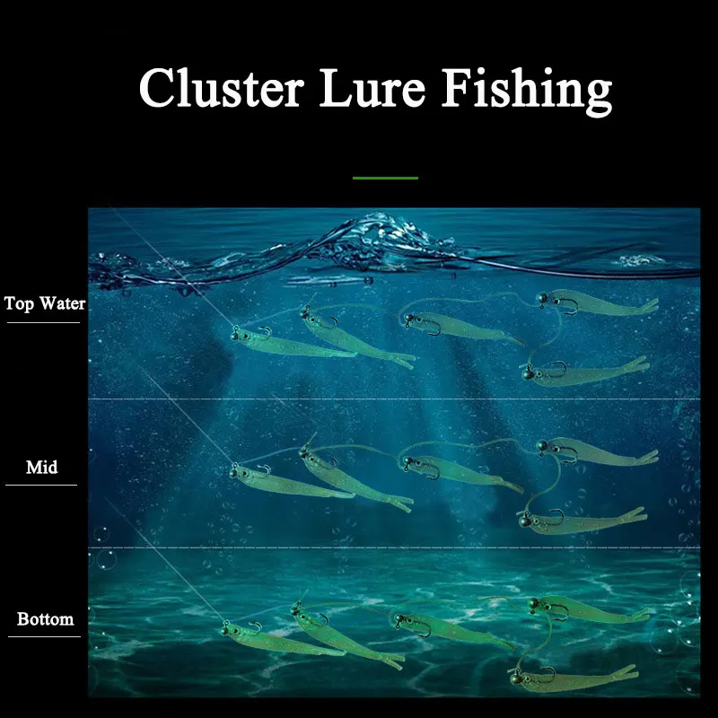 AS Cluster Soft Lure Fishing Bait T Tail Wobbler Pesca Jig Head Metal Fish Sea Bass Leurre Tackle Swim Cast Bait