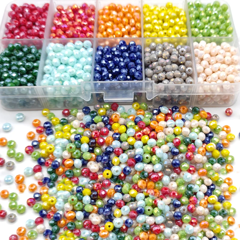 Faceted Glass Beads 2mm-8mm round Czech Crystal Spacer Loose Beads Plated Metallic Colored for DIY Jewelry Bracelet Making