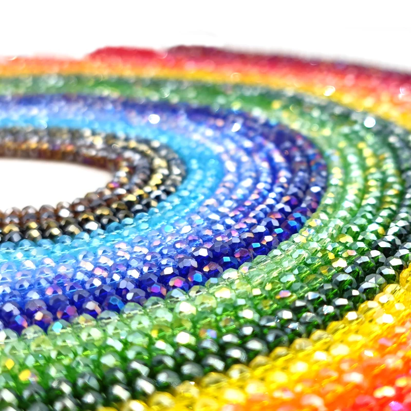 Faceted Glass Beads 2mm-8mm round Czech Crystal Spacer Loose Beads Plated Metallic Colored for DIY Jewelry Bracelet Making
