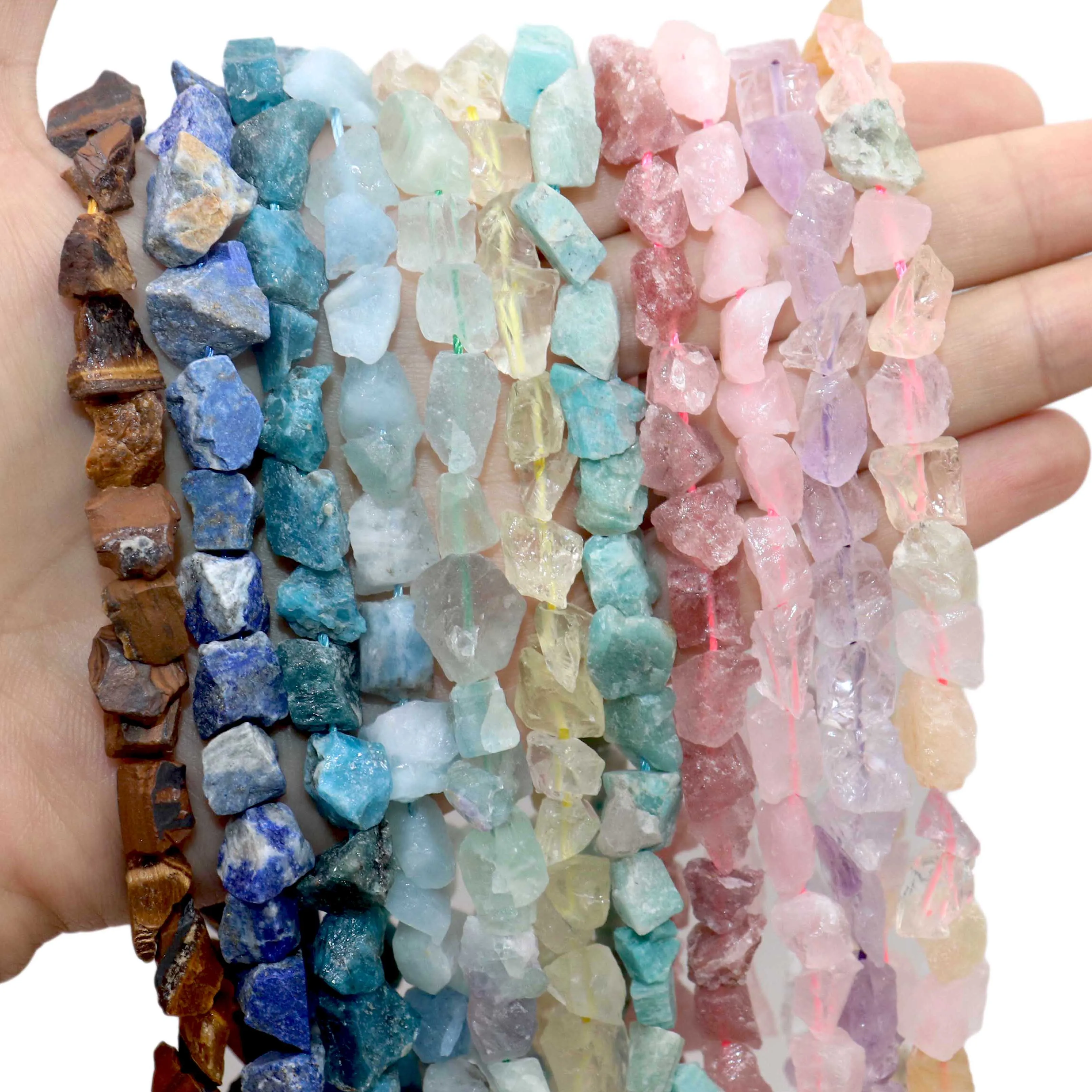 7-11mm Natural Irregular Freeform Raw Stone Rough Nugget Amazonite Amethysts Jades Minerals Crystal Beads DIY Jewelry Making