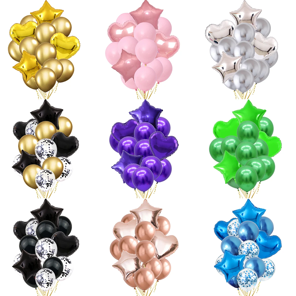 14/10pcs Gold Sliver Latex Heart Valentine's Day Balloons Metallic Gender Reveal Globos Baby Shower Wedding Birthday Party Decor