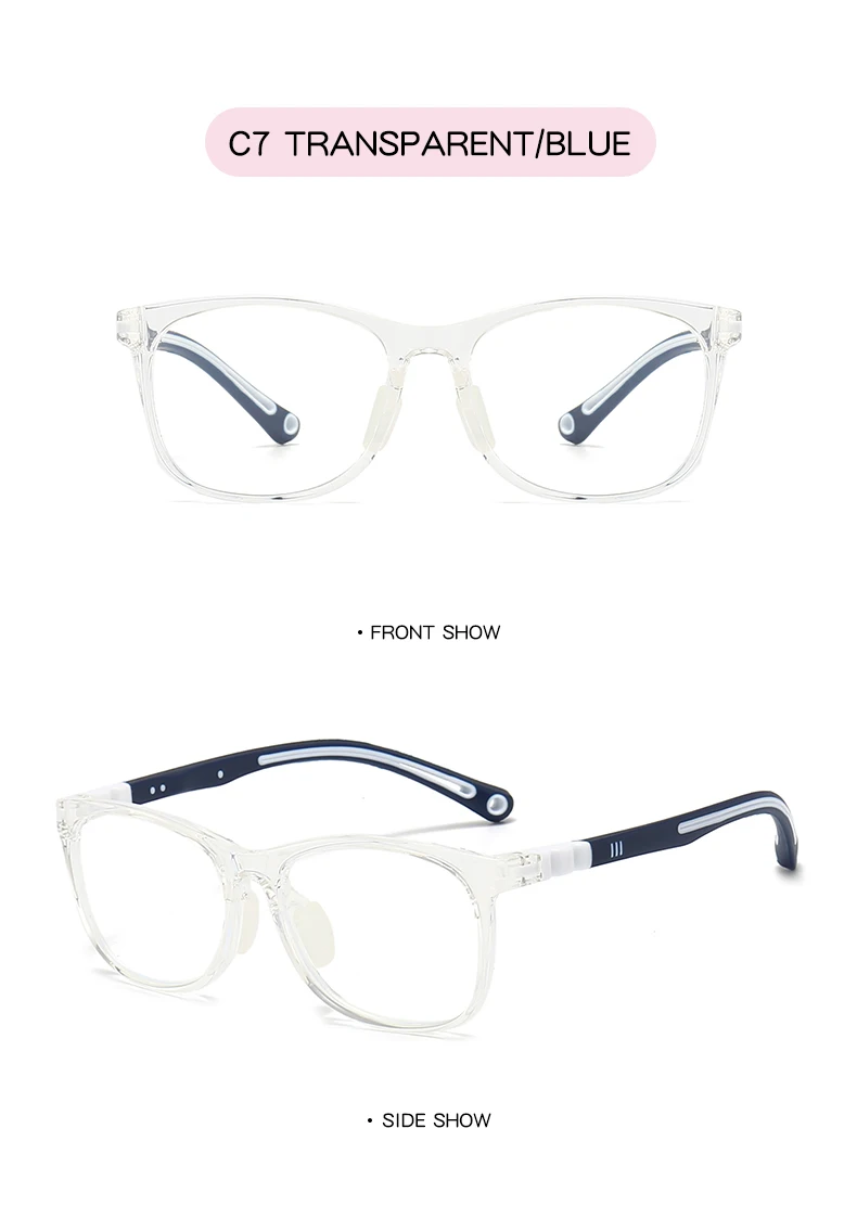 Kids Glasses Myopia Prescription Optical Eyeglasses Boys Girls Anti Blue Light TR90 Silicone Flexible Children’s Glasses Frame