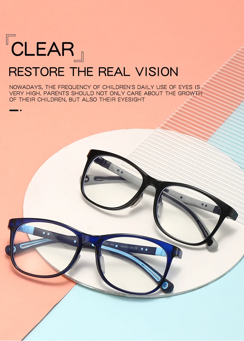 Kids Glasses Myopia Prescription Optical Eyeglasses Boys Girls Anti Blue Light TR90 Silicone Flexible Children’s Glasses Frame