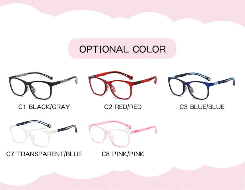 Kids Glasses Myopia Prescription Optical Eyeglasses Boys Girls Anti Blue Light TR90 Silicone Flexible Children’s Glasses Frame