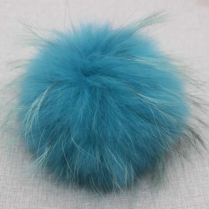 Big Colorful Fluffy Real Fox Fur Raccoon Pompoms With Button DIY Poms Balls Natural Fur Pompons For Hats Caps Shoes Whosale