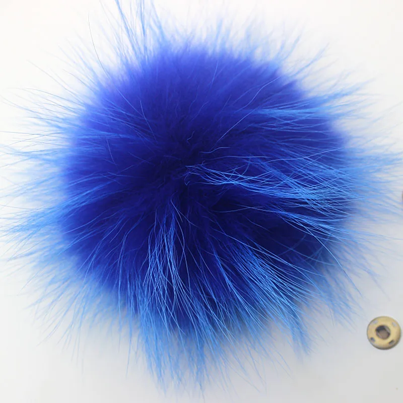Big Colorful Fluffy Real Fox Fur Raccoon Pompoms With Button DIY Poms Balls Natural Fur Pompons For Hats Caps Shoes Whosale