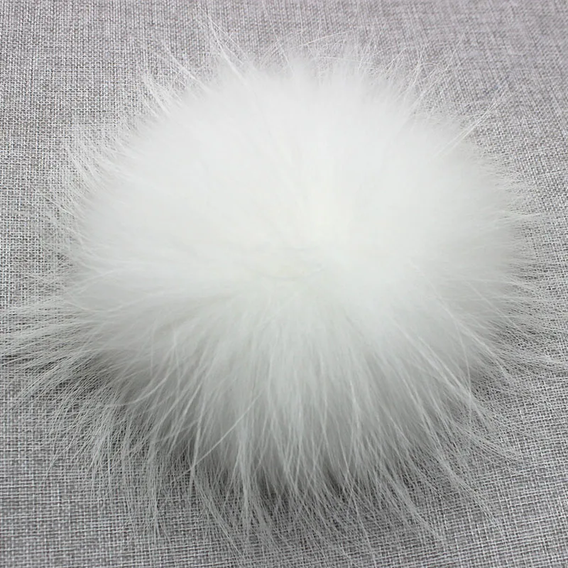 Big Colorful Fluffy Real Fox Fur Raccoon Pompoms With Button DIY Poms Balls Natural Fur Pompons For Hats Caps Shoes Whosale