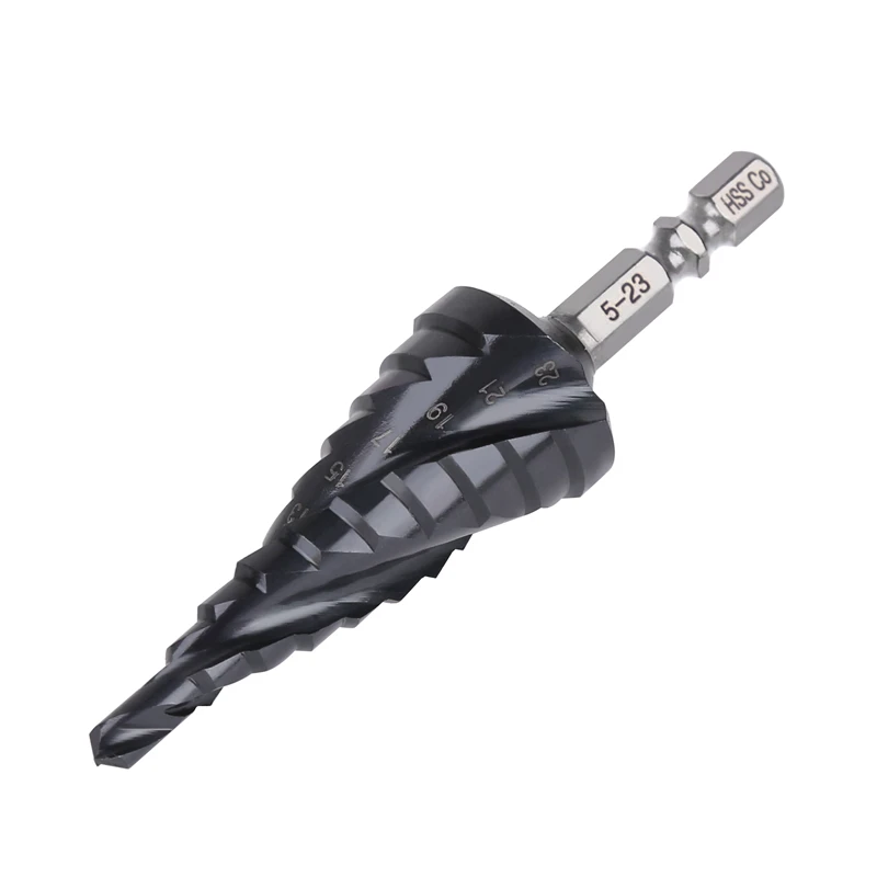 Versery Hex Shank HSS Co M35 Cobalt TiAIN Spiral Groove 3 Flutes Step Drill Bits For Stainless Steel Iron Hole Opener Saw