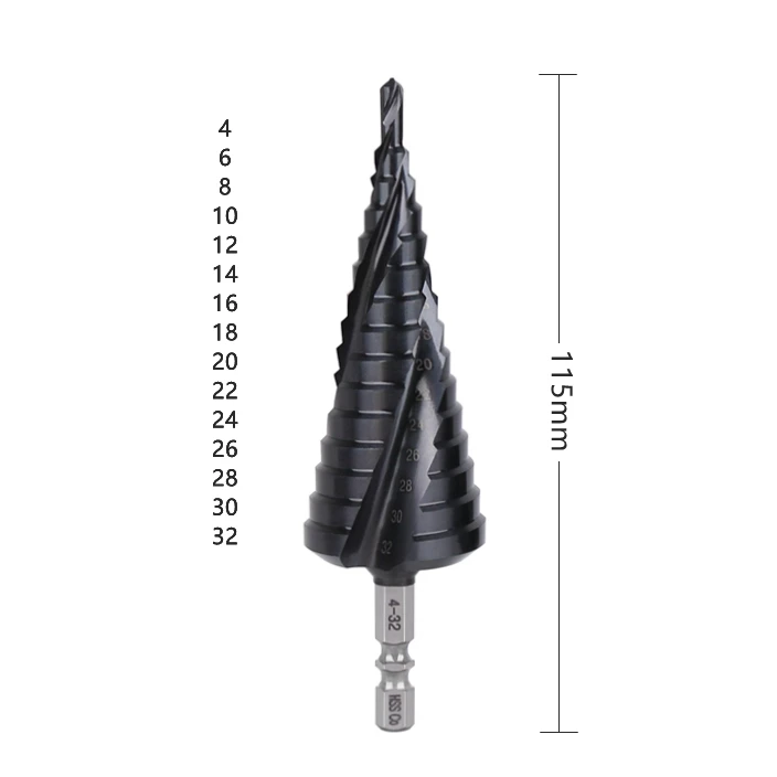 Versery Hex Shank HSS Co M35 Cobalt TiAIN Spiral Groove 3 Flutes Step Drill Bits For Stainless Steel Iron Hole Opener Saw