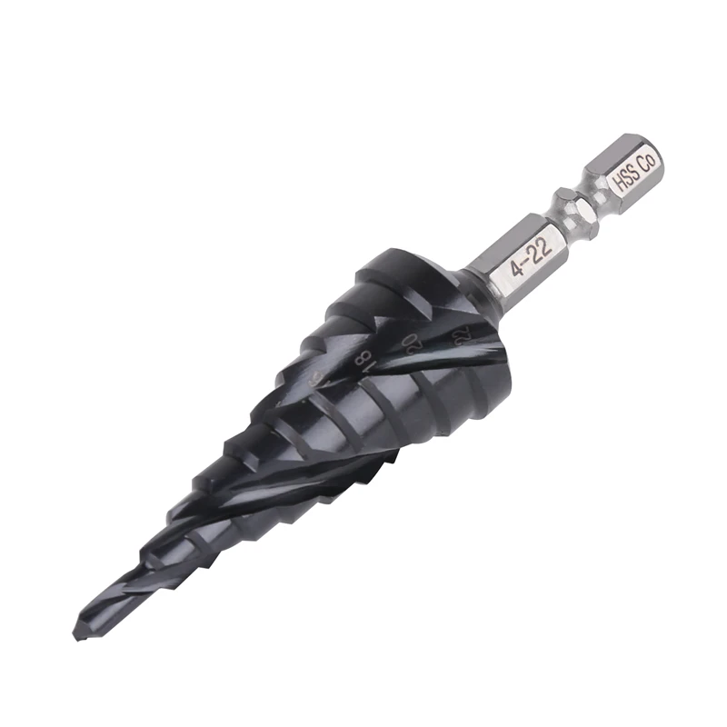 Versery Hex Shank HSS Co M35 Cobalt TiAIN Spiral Groove 3 Flutes Step Drill Bits For Stainless Steel Iron Hole Opener Saw