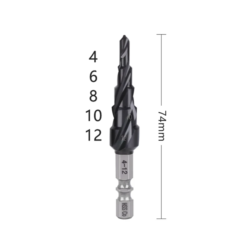 Versery Hex Shank HSS Co M35 Cobalt TiAIN Spiral Groove 3 Flutes Step Drill Bits For Stainless Steel Iron Hole Opener Saw