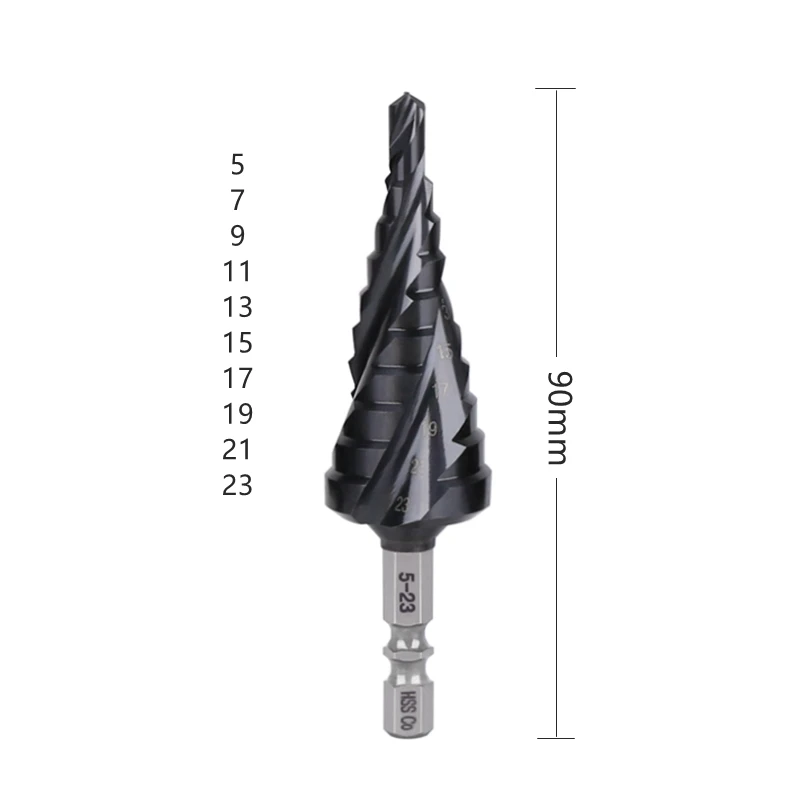 Versery Hex Shank HSS Co M35 Cobalt TiAIN Spiral Groove 3 Flutes Step Drill Bits For Stainless Steel Iron Hole Opener Saw