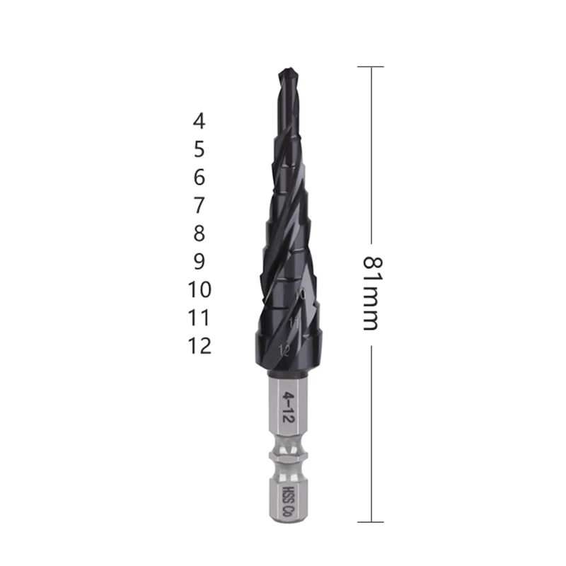 Versery Hex Shank HSS Co M35 Cobalt TiAIN Spiral Groove 3 Flutes Step Drill Bits For Stainless Steel Iron Hole Opener Saw