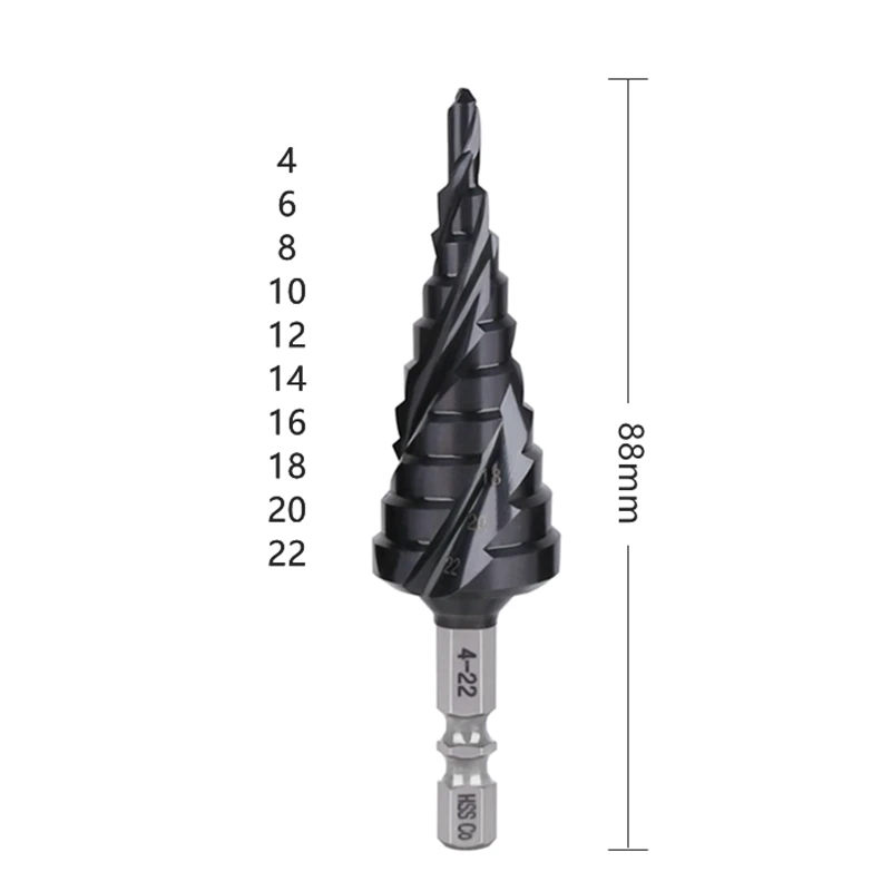 Versery Hex Shank HSS Co M35 Cobalt TiAIN Spiral Groove 3 Flutes Step Drill Bits For Stainless Steel Iron Hole Opener Saw