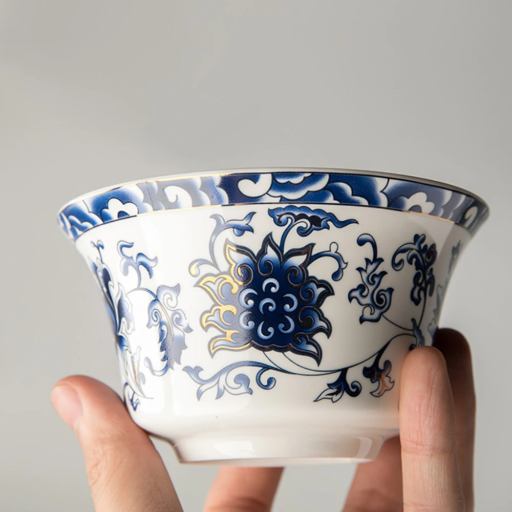 350ml Large capacity ceramics Gaiwan Porcelain Art Bird Tea Tureen Flower Tea Bowl with Saucer Lid Kit Master Teaset Drinkware