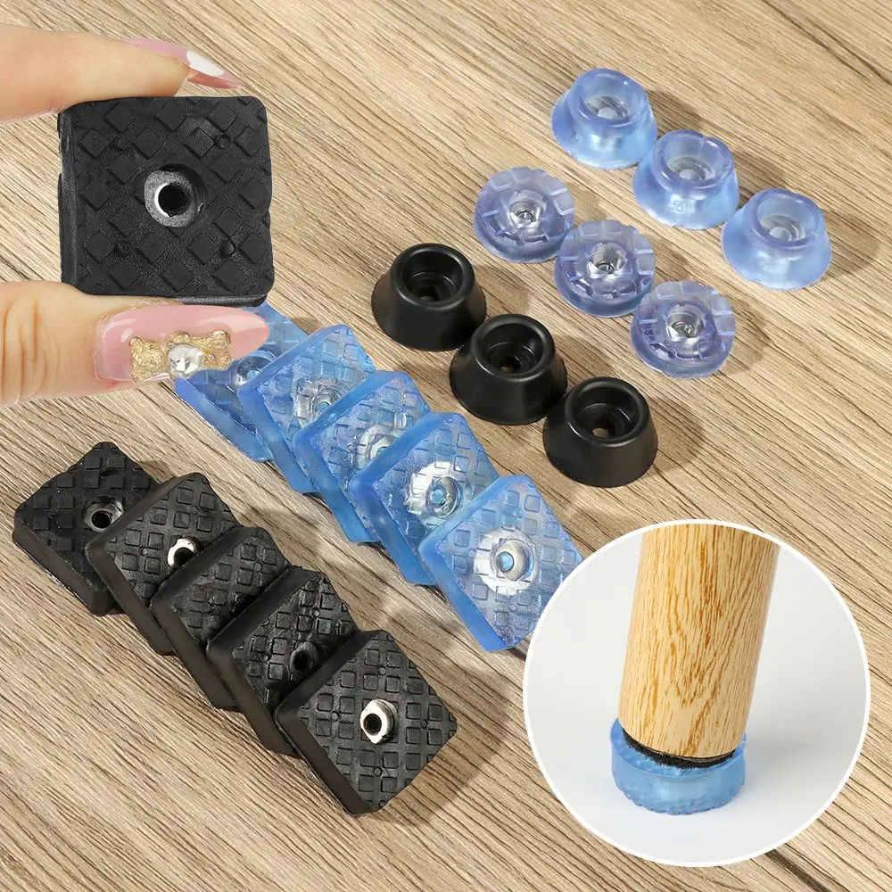 10pcs Rubber Non-slip Chair Leg Caps Feet Pads Sofa Foot Covers Floor Furniture Legs Non-noise Protector Pad with Screws