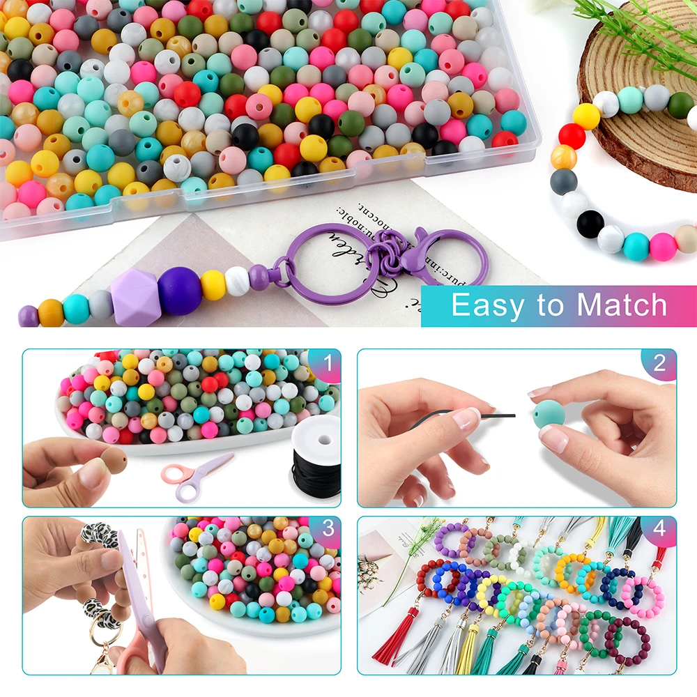Kovict 9mm Round Silicone Beads 100/200/500/1000Pcs For Jewelry Making DIY Necklace Bracelet Earrings Etc Handmade Accessories