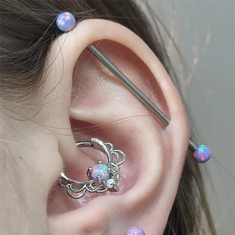 1PC G23 Titanium/316L Stainless Steel Hinged Clicker Nose Septum Opal Hoop Eyebrow Lip Ear Rings Body Piercing Jewelry