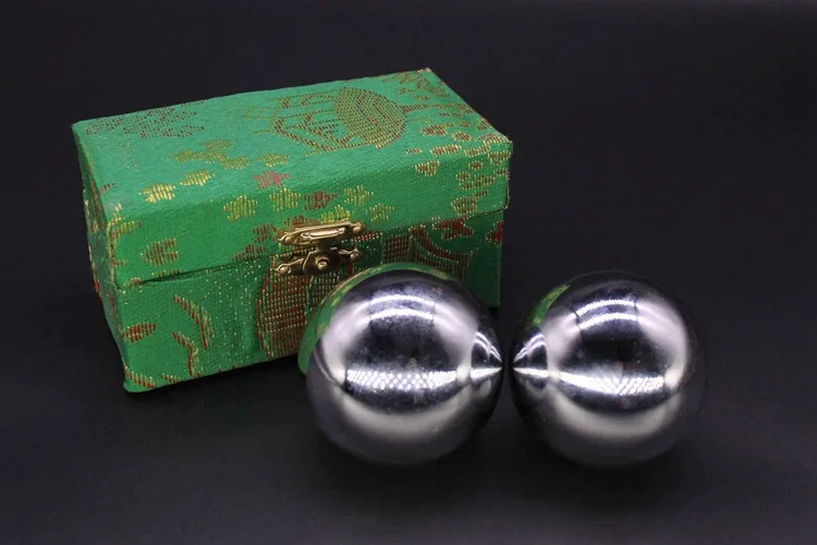 2Pcs Hand Massage Ball Stress Relaxation Chinese Health Care for Chromium Plated Silver Like solid hollow Hand Fitness Iron Ball