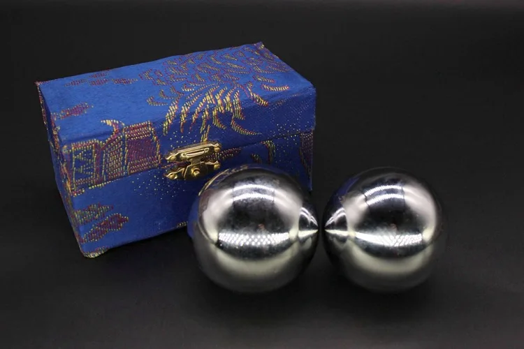 2Pcs Hand Massage Ball Stress Relaxation Chinese Health Care for Chromium Plated Silver Like solid hollow Hand Fitness Iron Ball