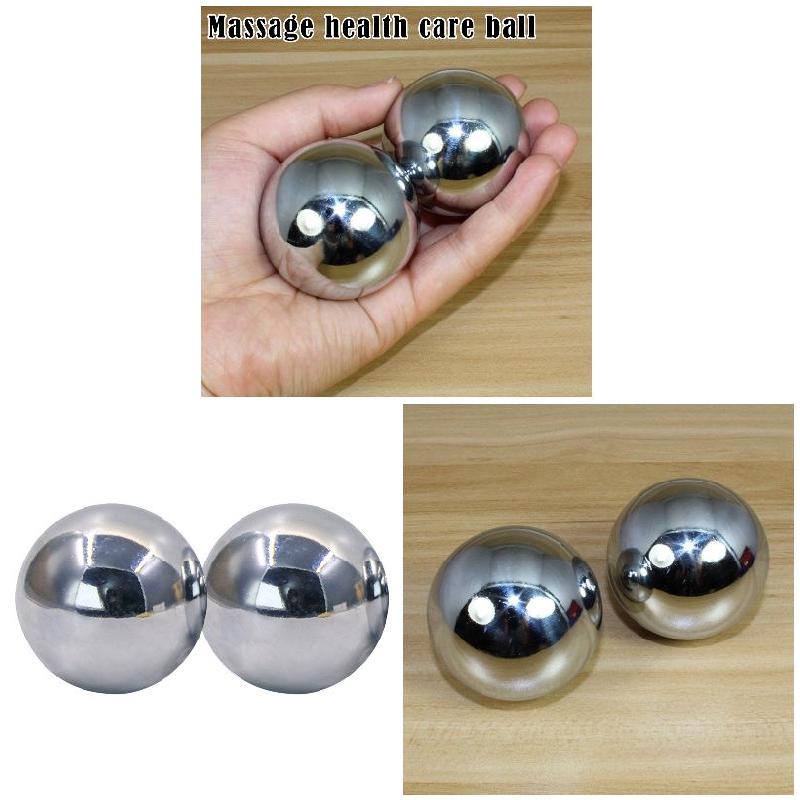 2Pcs Hand Massage Ball Stress Relaxation Chinese Health Care for Chromium Plated Silver Like solid hollow Hand Fitness Iron Ball