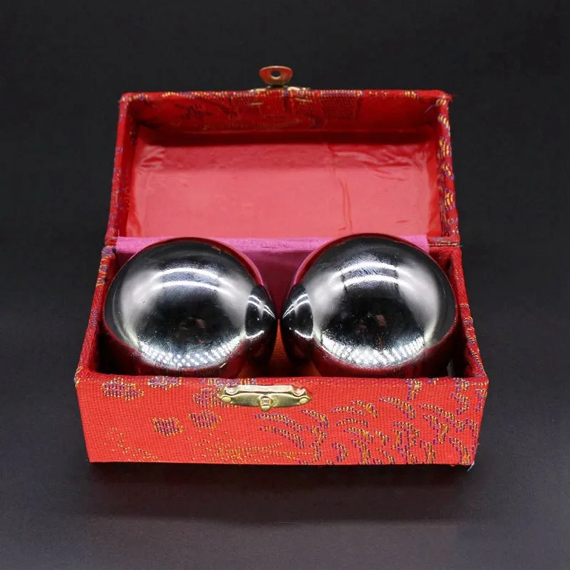 2Pcs Hand Massage Ball Stress Relaxation Chinese Health Care for Chromium Plated Silver Like solid hollow Hand Fitness Iron Ball