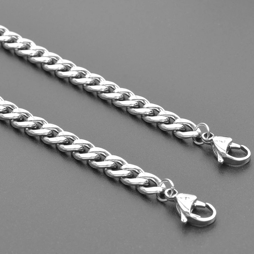 Rainbow/Silver Color Link Chain Necklace For Women Men Accessories Stainless Steel Necklaces Bracelets Fashion Jewelry 20-90 cm