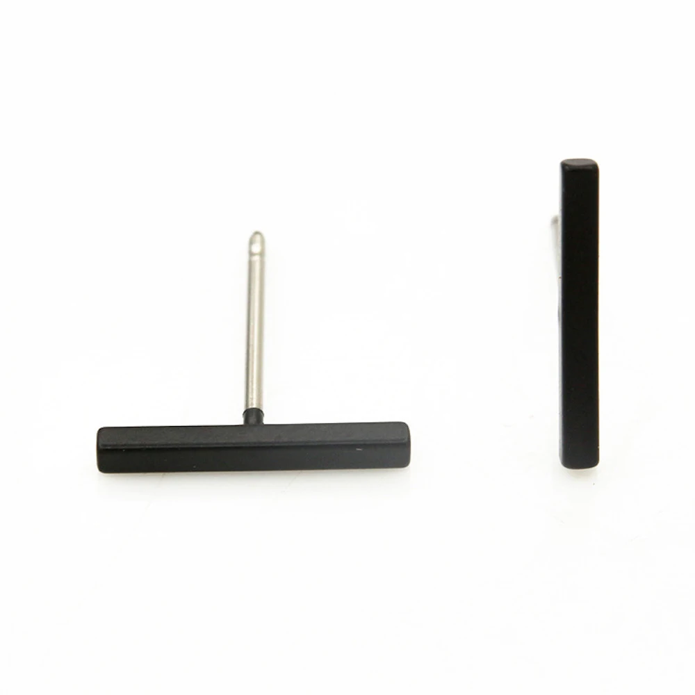 2024 Fashion Gold/Black Color Punk Simple T Bar Earrings For Women Ear Stud Fine Jewelry Geometry Brincos Bijoux